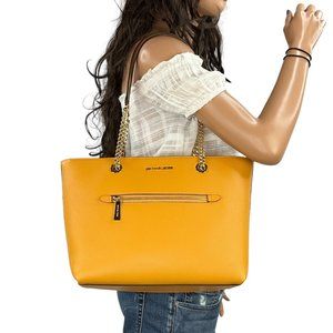 Michael Kors Jet Set Item Medium Pocket Front Chain Tote Bag Honeycomb